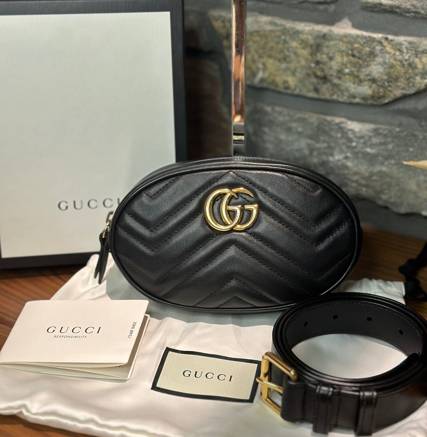 Authentic Gucci Matelasse GG Marmont Belt Bag