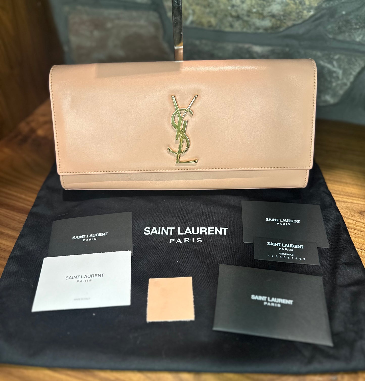 Saint Laurent Smooth Calfskin Cassandre Clutch
