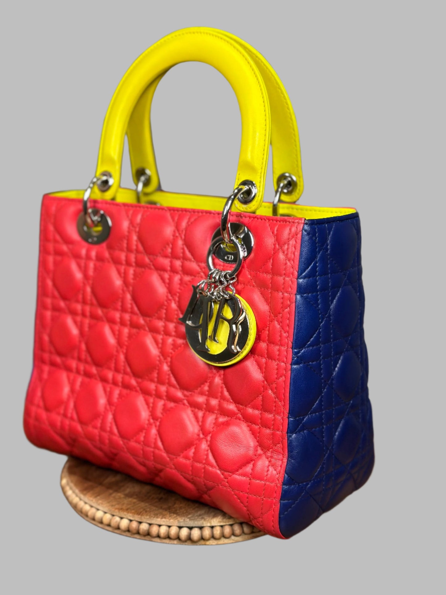 Christian Dior Tri-Color Quilted Lambskin Medium Lady Dior