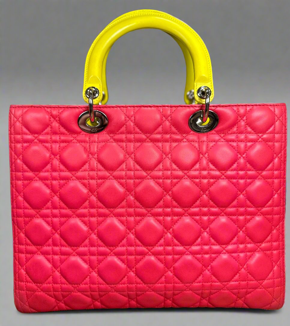 Christian Dior Tri-Color Quilted Lambskin Large Lady Dior