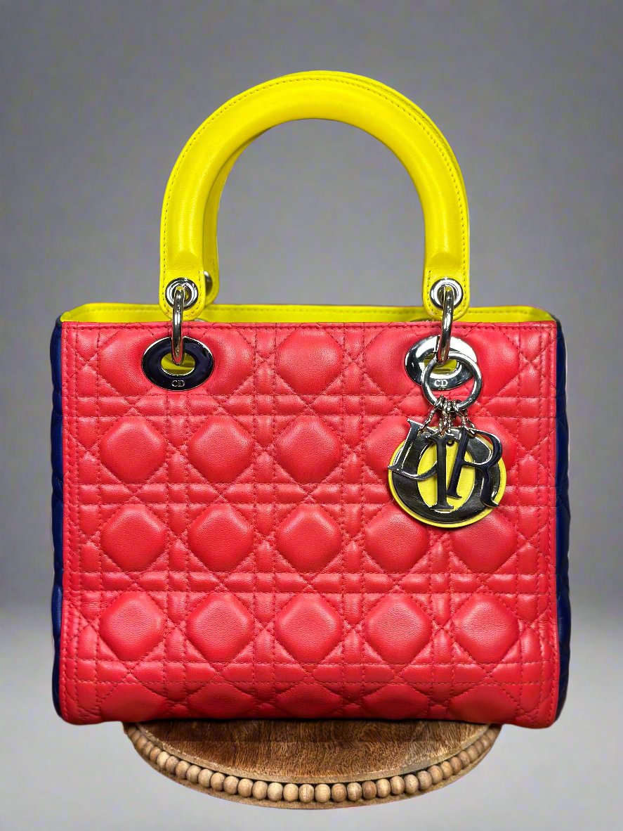 Christian Dior Tri-Color Quilted Lambskin Medium Lady Dior