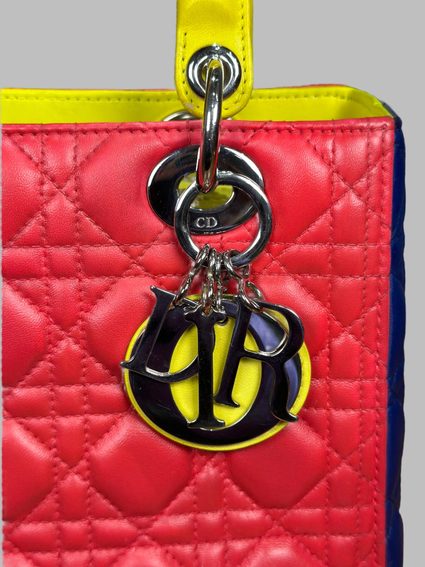 Christian Dior Tri-Color Quilted Lambskin Medium Lady Dior