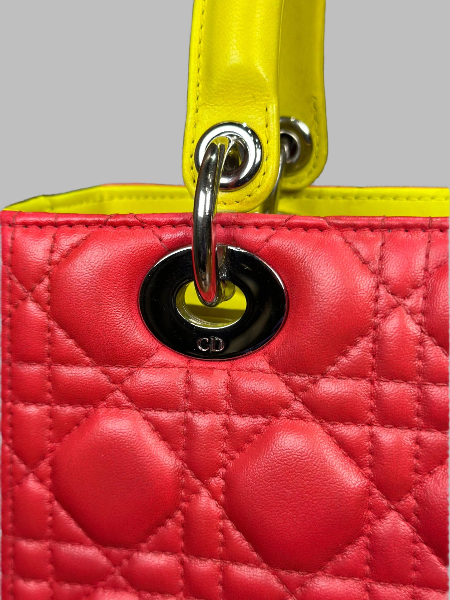 Christian Dior Tri-Color Quilted Lambskin Medium Lady Dior